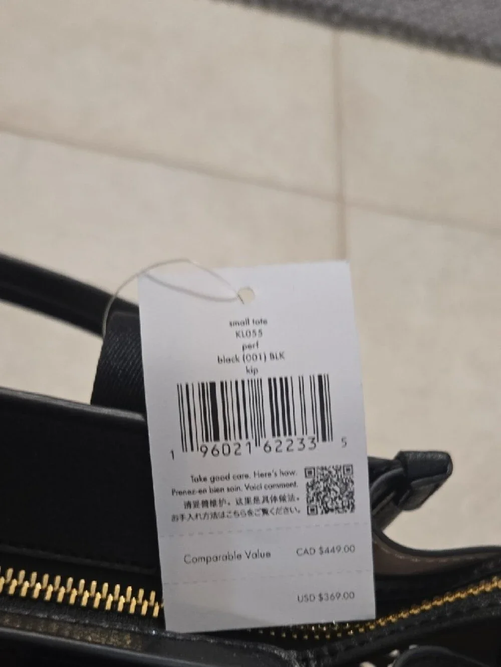 kate spade Black Perforated Tote with Removable Strap NWT